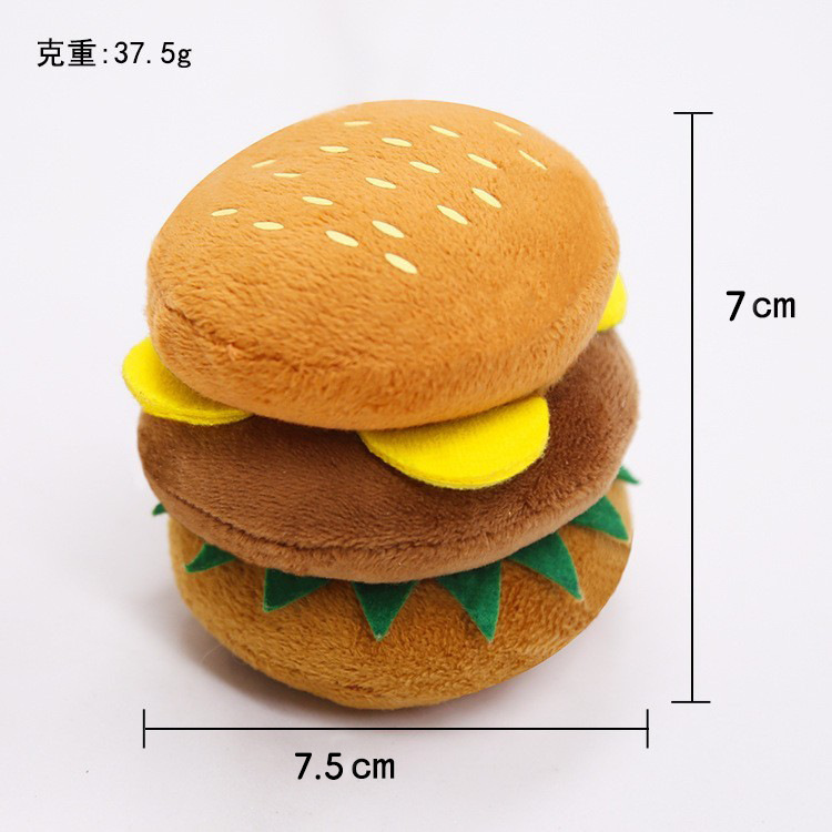 Cat plush sound-making toys, cute cat toys, French fries, hamburgers, pet supplies, toys, small and medium-sized dog teddy pic 5