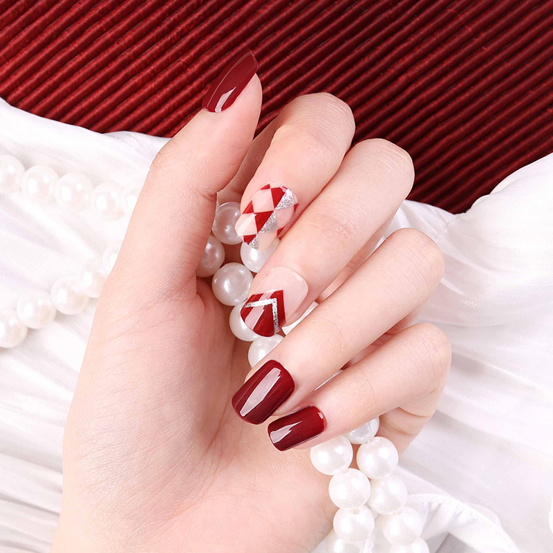 Wholesale of wearable nail art pieces, handcrafted high-quality jelly glue, detachable patches, false nails (nail), finished products in stock, exclusively for export pic 9