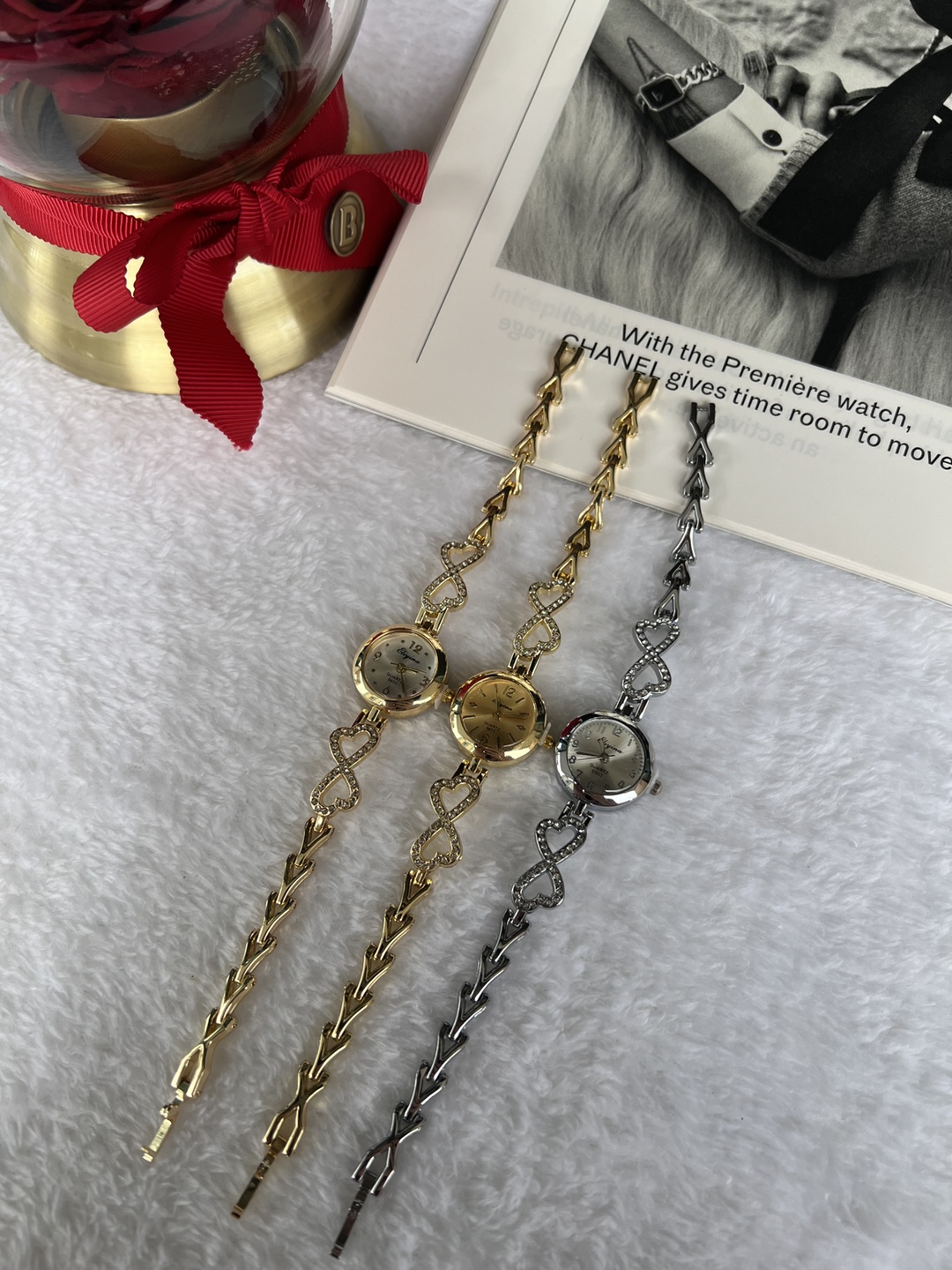 2024年新款手表女小金表轻奢气质小众心形高颜值复古铝合金材详情2