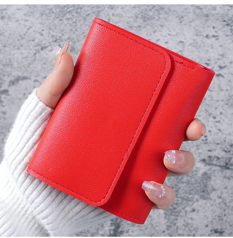 简约短款女士钱包学生票夹子多功能卡包零钱三折超薄款光面钱包详情13