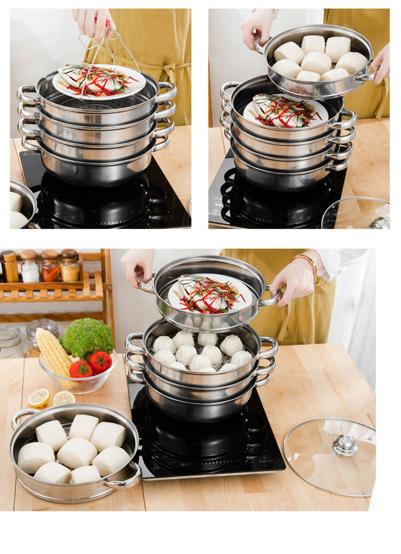 Thickened stainless steel soup steamer, cross-border double-layer and triple-layer steamer, multi-layer steaming soup pot, hot pot gift manufacturer wholesale pic 20