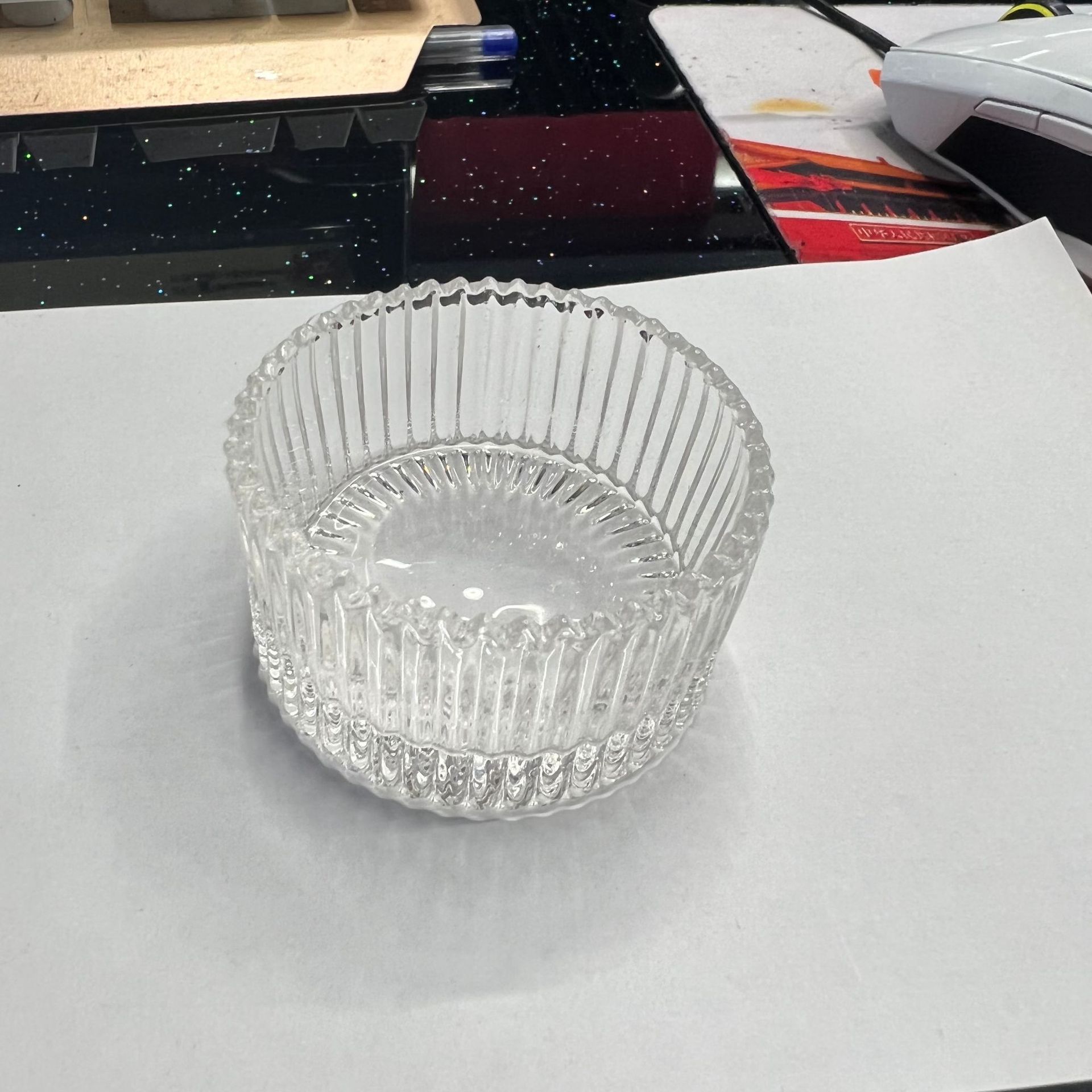 Small round candle holder, candle stand, glass candle holder, household crystal decorated candle holder, atmosphere pic 5