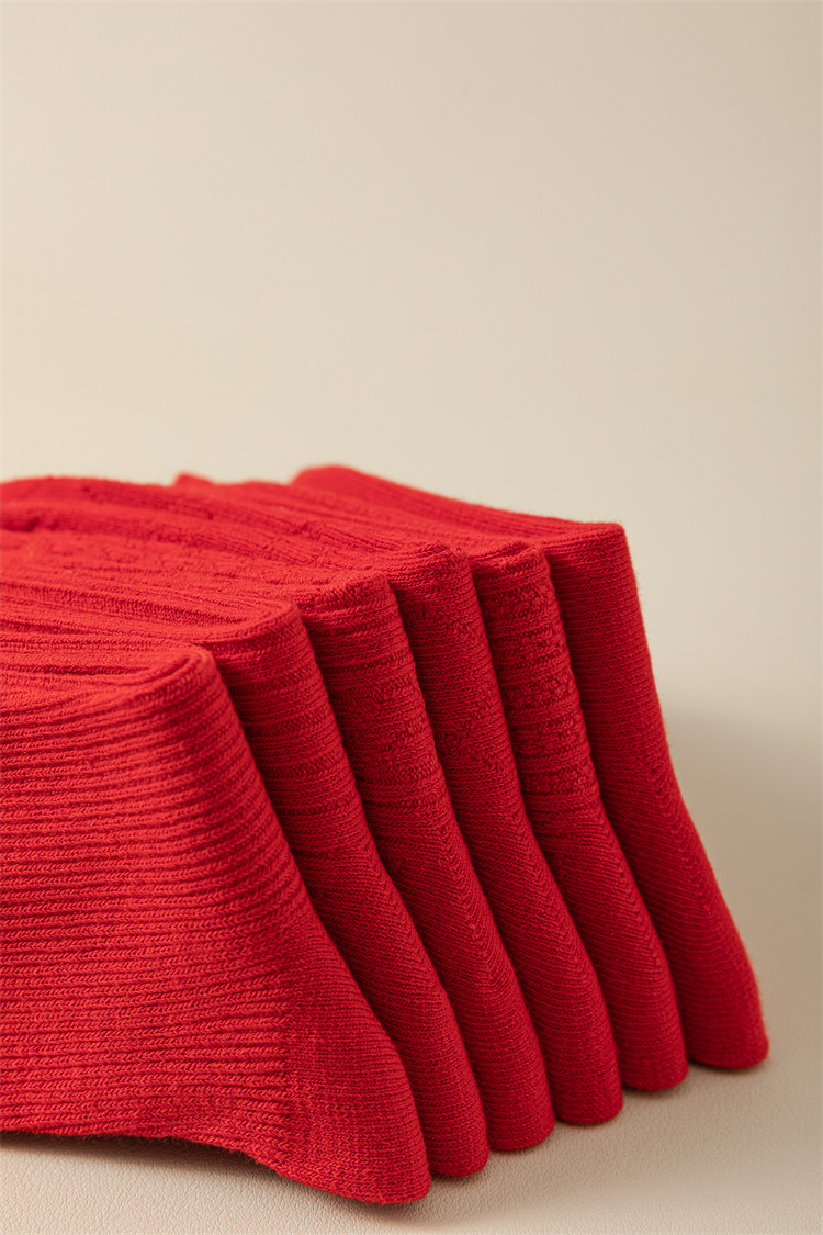 新年大红袜双针麻花中筒袜本命年红色袜子精梳棉喜庆鸿运女袜详情7