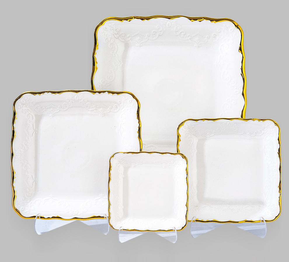 Wholesale of light luxury ceramic tableware sets, high-end gold-plated plates with gold edges pic 4