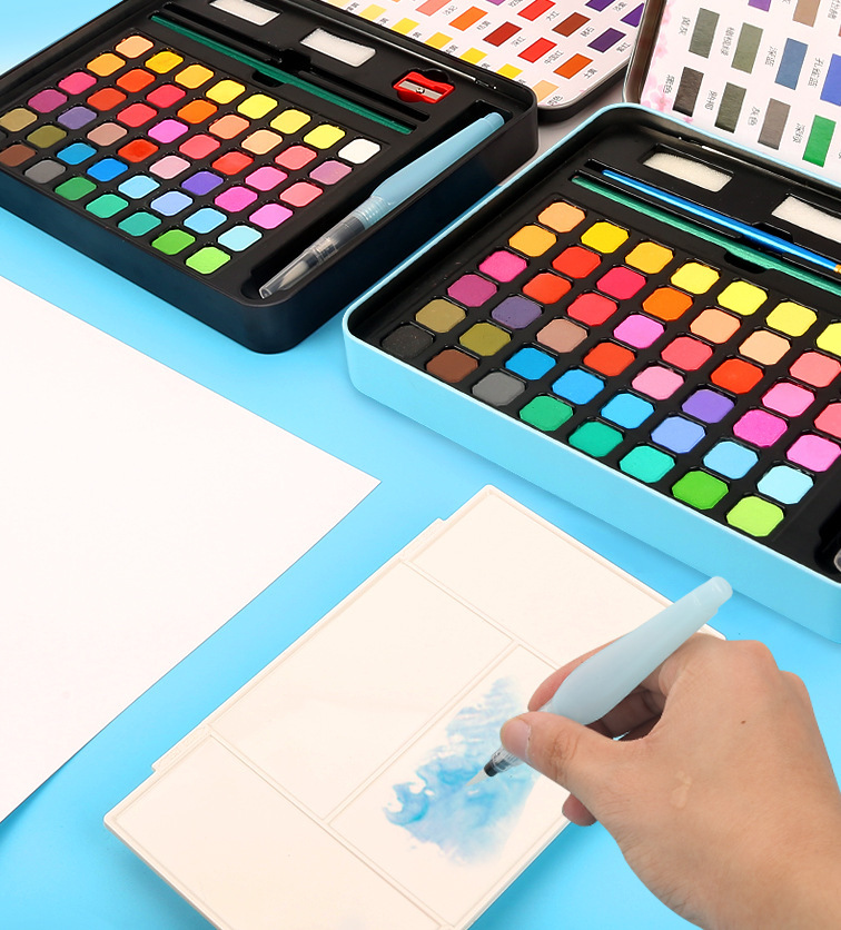 马格利特固体水彩跨境批发颜料绘画水粉入门全套便携粉饼手绘彩绘详情25
