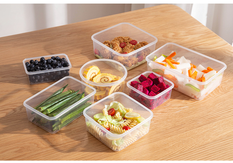 Rectangular refrigerator fresh-keeping box set, plastic transparent fruit and vegetable storage box, sealed bento lunch packing box pic 20