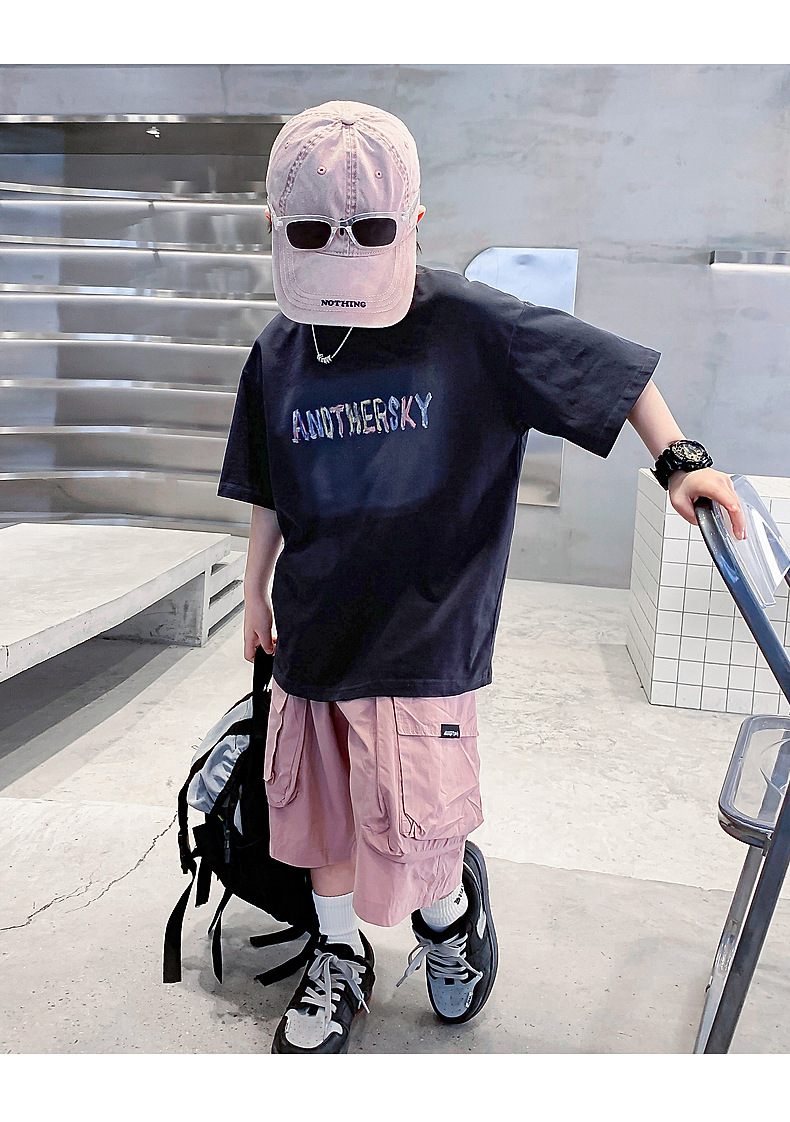 男大童夏季韩范复古重工短袖T恤2025新款儿童装夏装半袖冰感上衣详情10