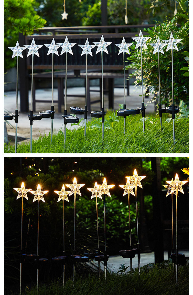 Wholesale customized solar lamps for courtyard, garden, balcony decoration, atmosphere, outdoor waterproof ground insertion, five-pointed star lawn lamps pic 10