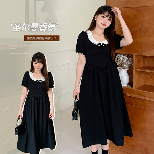 Light French style shoulder polka dot mesh patchwork top for plump girls, large size, slimming, versatile short-sleeved shirt 65378 pic 21