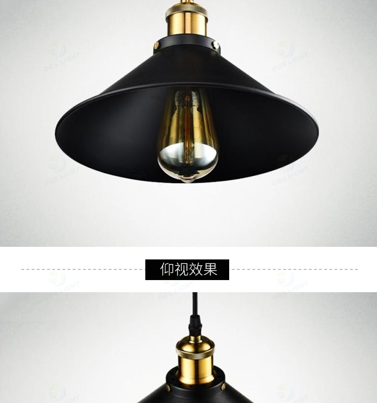 loft吊灯铁艺复古黑色现代灯简约餐厅吧台灯单头工业风酒店工程灯详情10