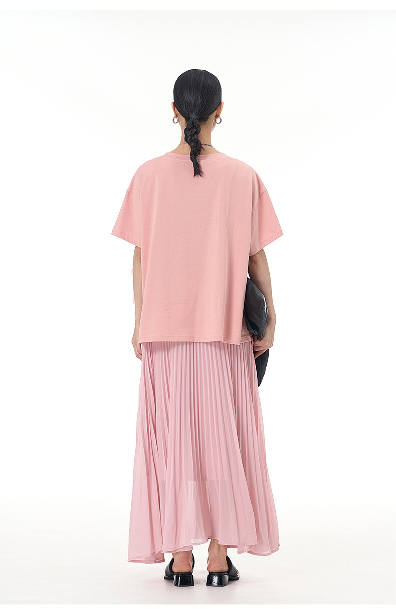 大码女装2025夏新宽松纱网拼接纯棉短袖T恤气质韩版显瘦上衣68852详情7