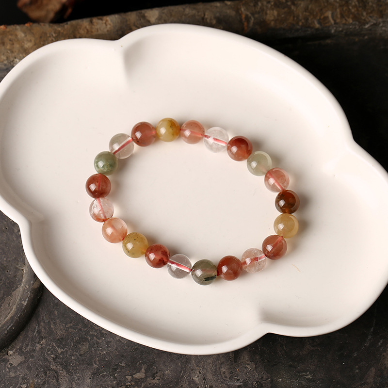 Natural color hair crystal bracelet, natural hair crystal Fu Lu Shou bracelet for men and women, single-loop bracelet, crystal jewelry pic 6