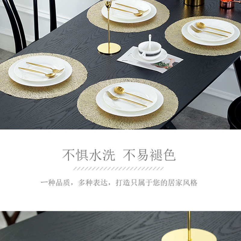 沃美 欧式轻奢圆形乱丝PVC餐垫家居装饰简约时尚大方防水防滑防油防烫耐磨隔热餐垫详情18
