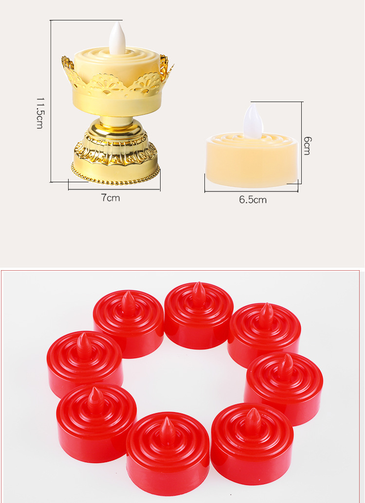 Electronic candle lamp for Buddha offering, smokeless LED simulation battery, safety candle, decorative handicrafts and ornaments pic 4
