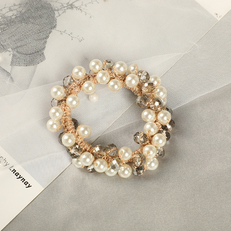 New pearl hair tie Korean style fashionable hair band, elastic crystal hair tie bracelet, forest-tied hair band in stock pic 8