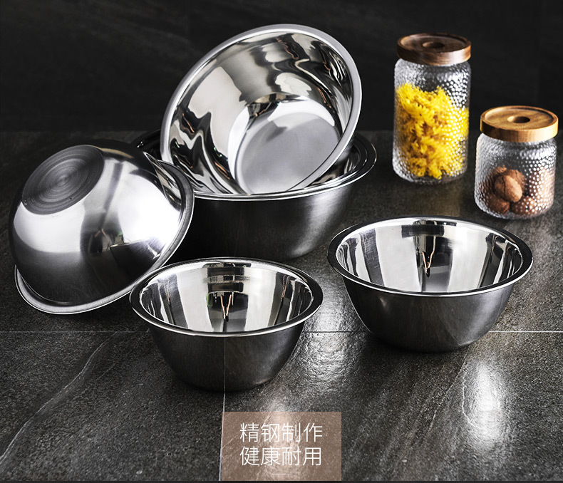 不锈钢盆商用烘焙搅拌盆凉拌菜盆厨房物斗洗菜盆加厚汤盆新品详情1