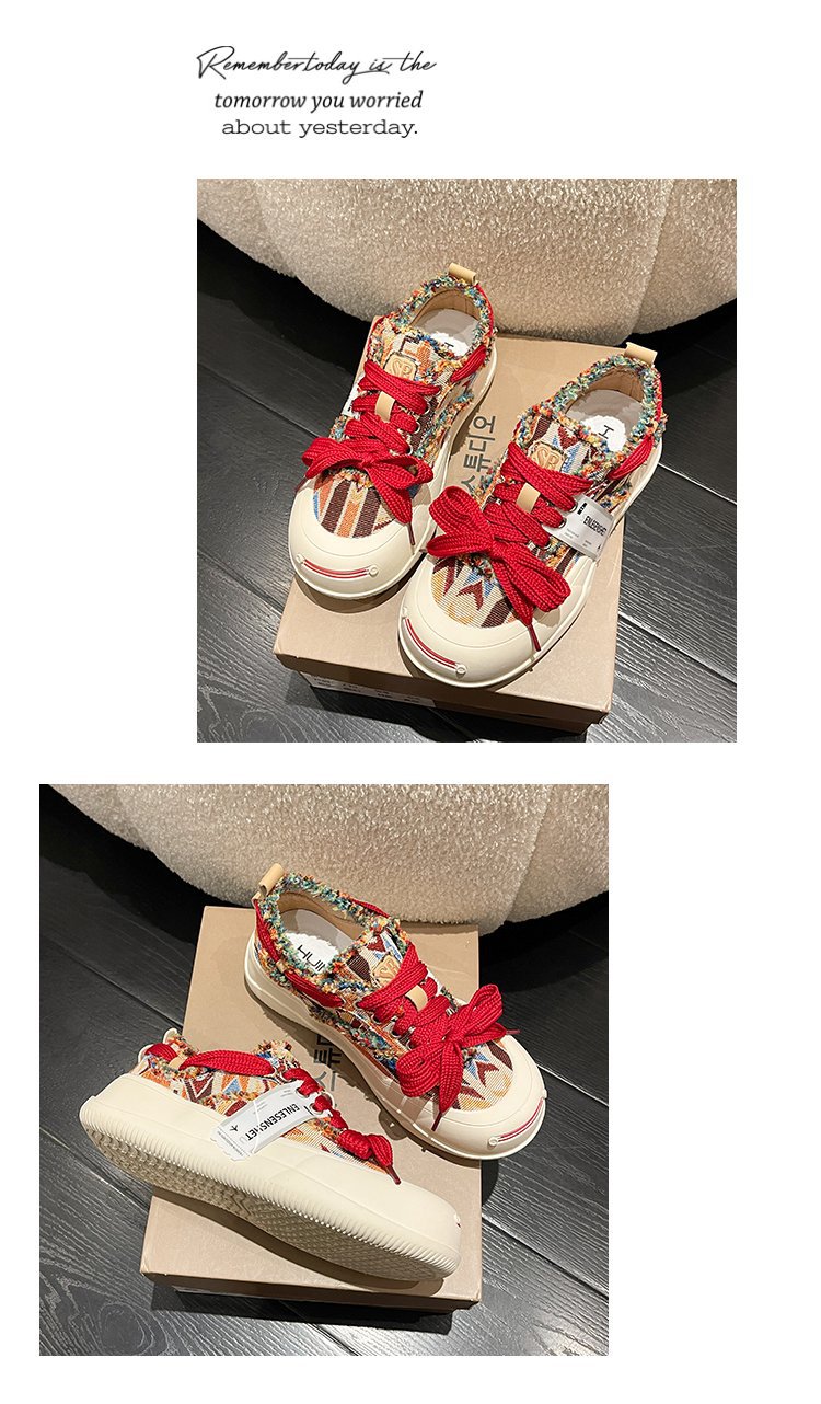 小众设计拼色帆布鞋女厚底休闲板鞋2023年新款春秋季韩版丑萌女鞋详情29