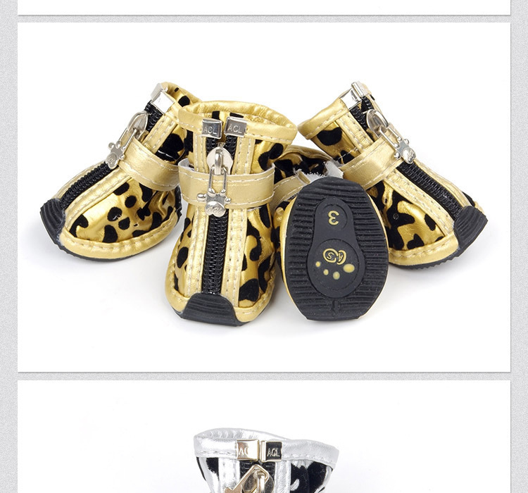 Fabricante al por mayor clásico leopardo color PU pet shoes ofertas especiales productos para mascotas suela suave antideslizante perro zapatos pic 5