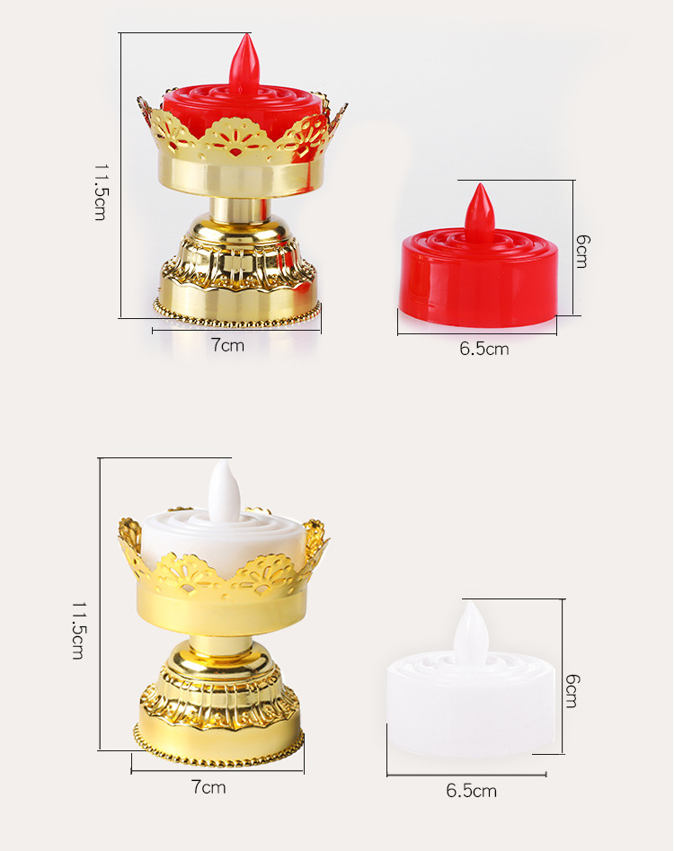 Electronic candle lamp for Buddha offering, smokeless LED simulation battery, safety candle, decorative handicrafts and ornaments pic 3
