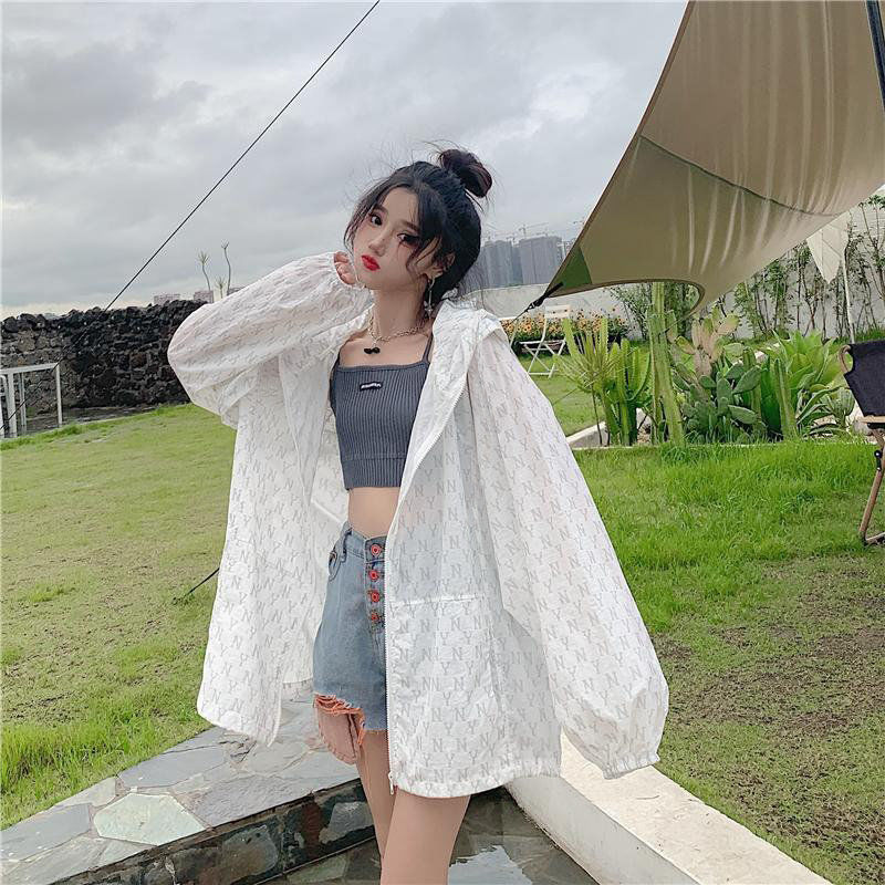 防晒衣女夏季新款长袖冰丝薄外套防紫外线宽松韩版学生反光上衣潮详情4