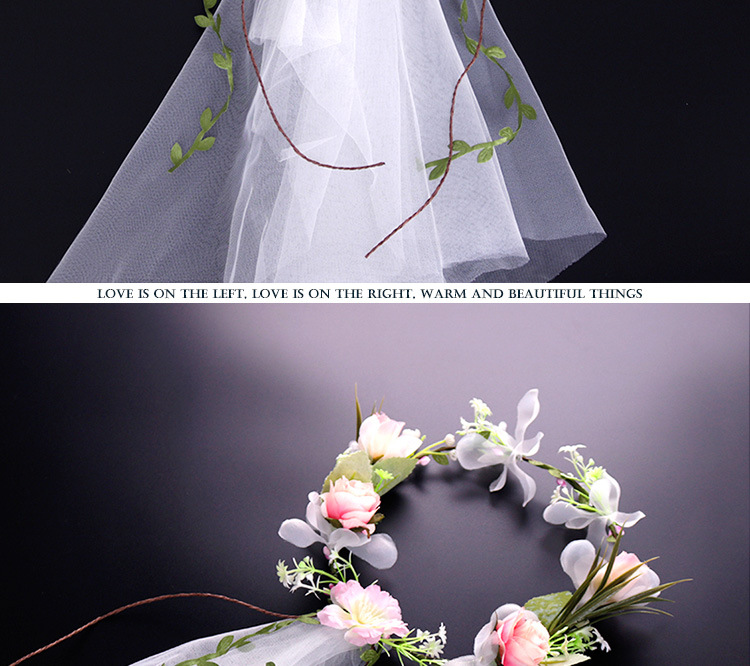 Factory direct sales of off-white mesh flower garlands, European rose simulation flower wedding gowns, headscarves, and Hawaiian photo headwear for brides pic 5