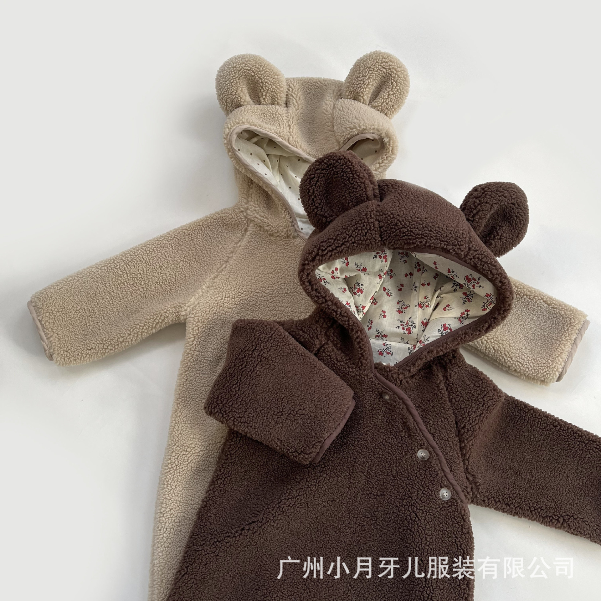 MiniCowMother cute floral imitation lambskin one-piece coat for boys, girls and children, solid-colored cotton coat for children pic 33
