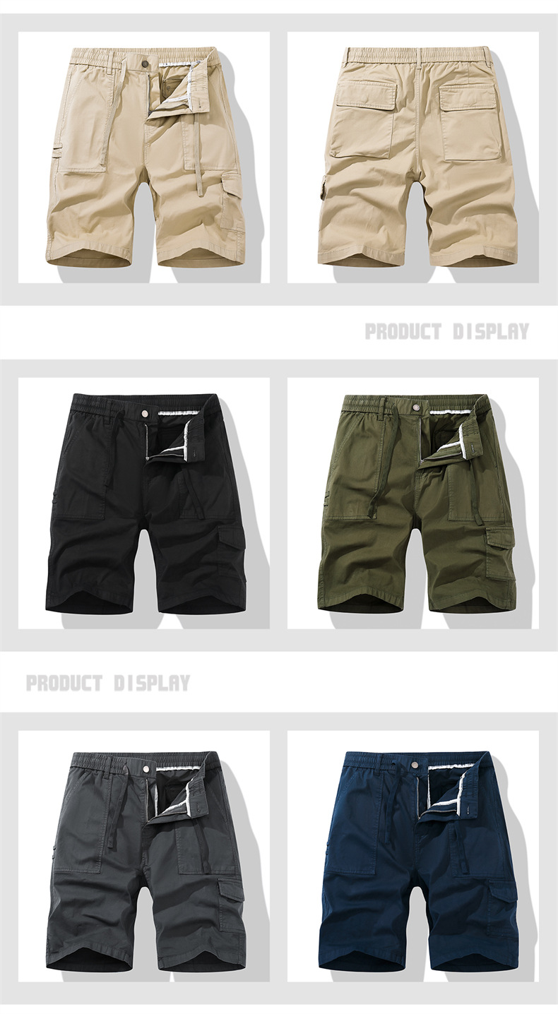 OLA 美式复古男士休闲水洗工装裤五分裤简约多袋百搭潮流设计感详情7