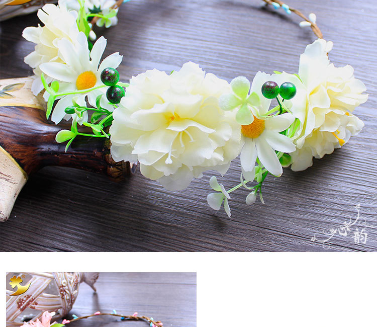 Bohemian hand-woven garland for ladies, 18 cm peony headwear, photography outfit and headwear pic 6