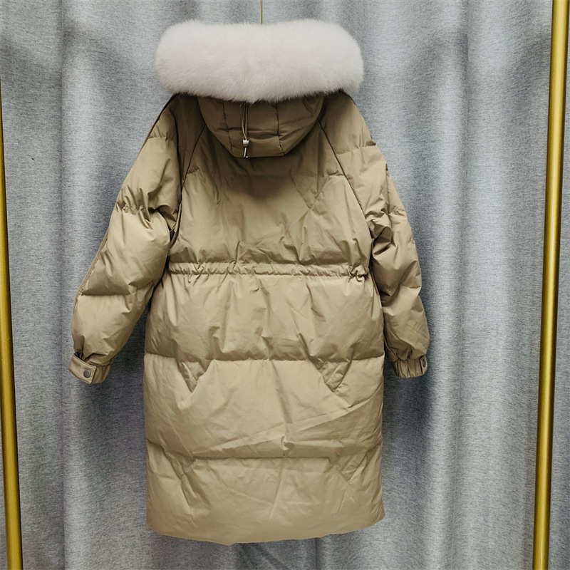 Mid-length goose down jacket for women 2022 new style Korean version knee-length thickened slimming drawstring fashionable warm coat trend pic 17