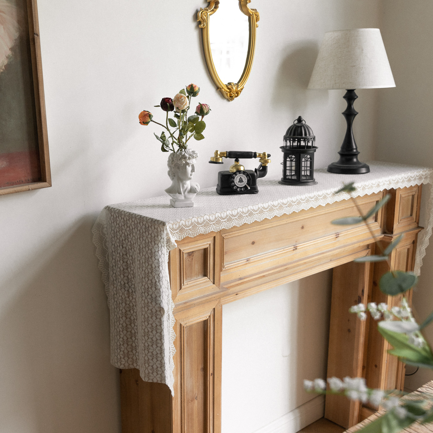 Lace table flag, American retro tablecloth, TV cabinet cover, home Chinese trend decoration bed flag, dressing table scarf, cross-border manufacturer pic 19