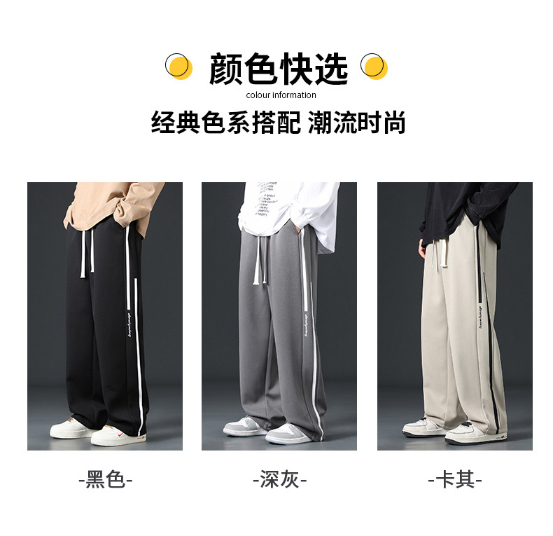 裤子男秋季高街潮牌ins拖地阔腿直筒裤宽松运动重磅卫裤休闲长裤详情8
