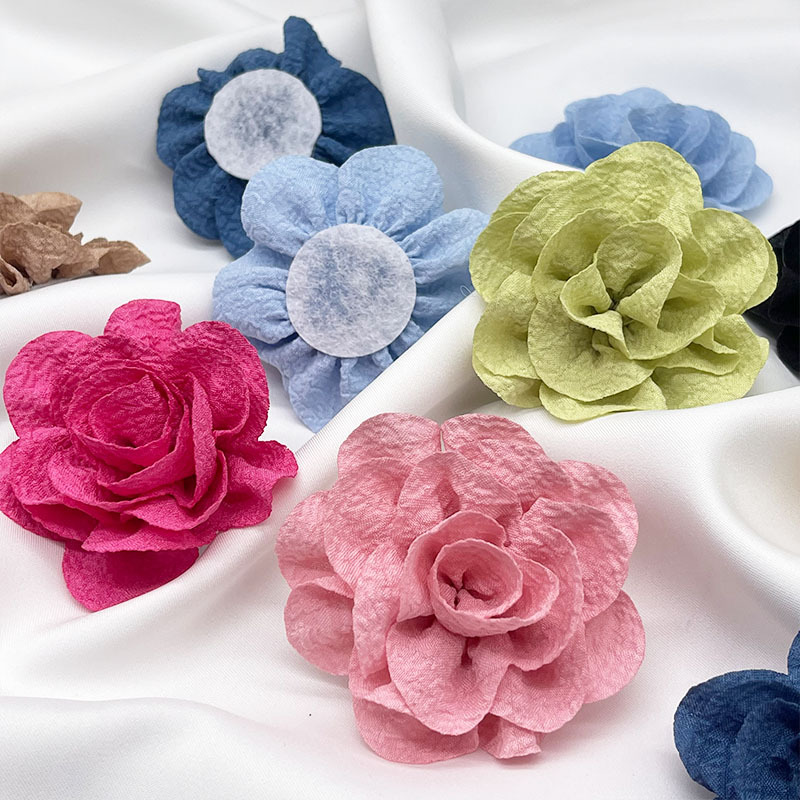 Chiffon fringed flowers, handmade flowers, diy accessories, headwear, clothing, semi-finished product accessories, three-dimensional fabric flower accessories pic 4