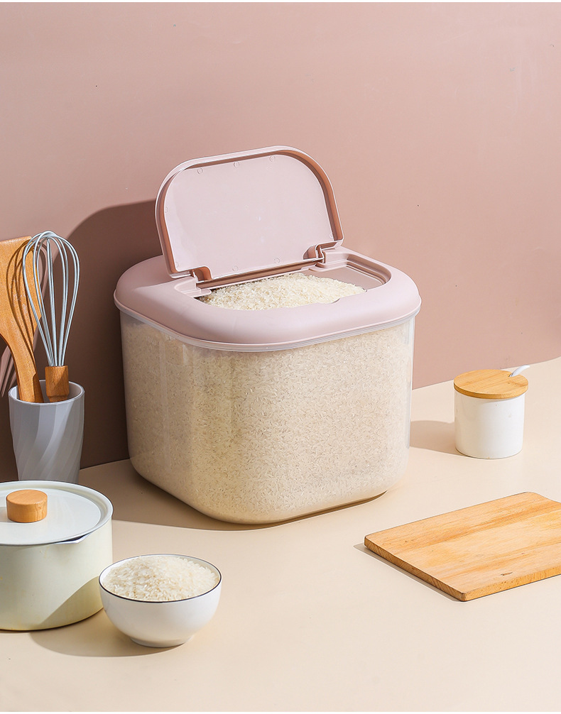 Rice bucket kitchen moisture-proof 20-jin plastic rice jar storage box, 12-jin insect-proof rice flour storage box, rice box, 01012-337 pic 15