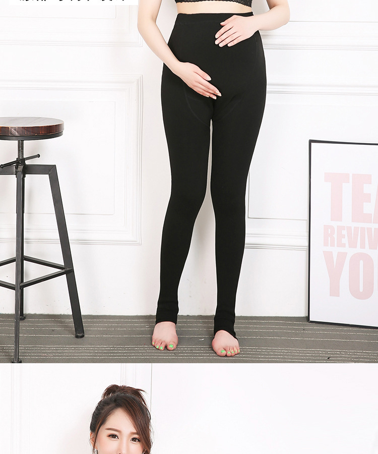 2022 New large-sized seven-color cotton maternity pants, autumn and winter fleece thickened leggings for chubby girls, warm and belt-supporting one-piece pants pic 10