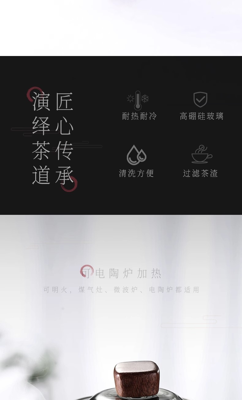 玻璃盖碗泡茶防烫单个大号不烫手三才手抓壶功夫茶具茶碗套装盖碗详情2