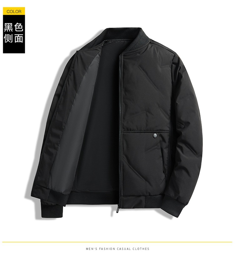 新款男士羽绒服棒球领蓬松开衫上衣灰鸭绒羽绒服男休闲冬季外套男详情15