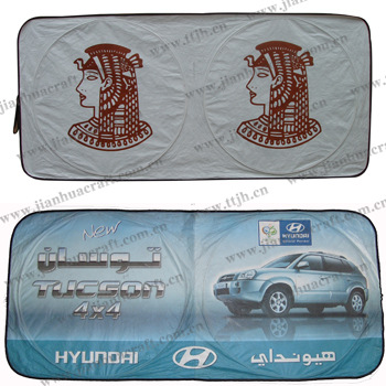 杜邦双圈 汽车遮阳用品 太阳挡 遮阳挡 各种英文阿文图案，不挑图详情1