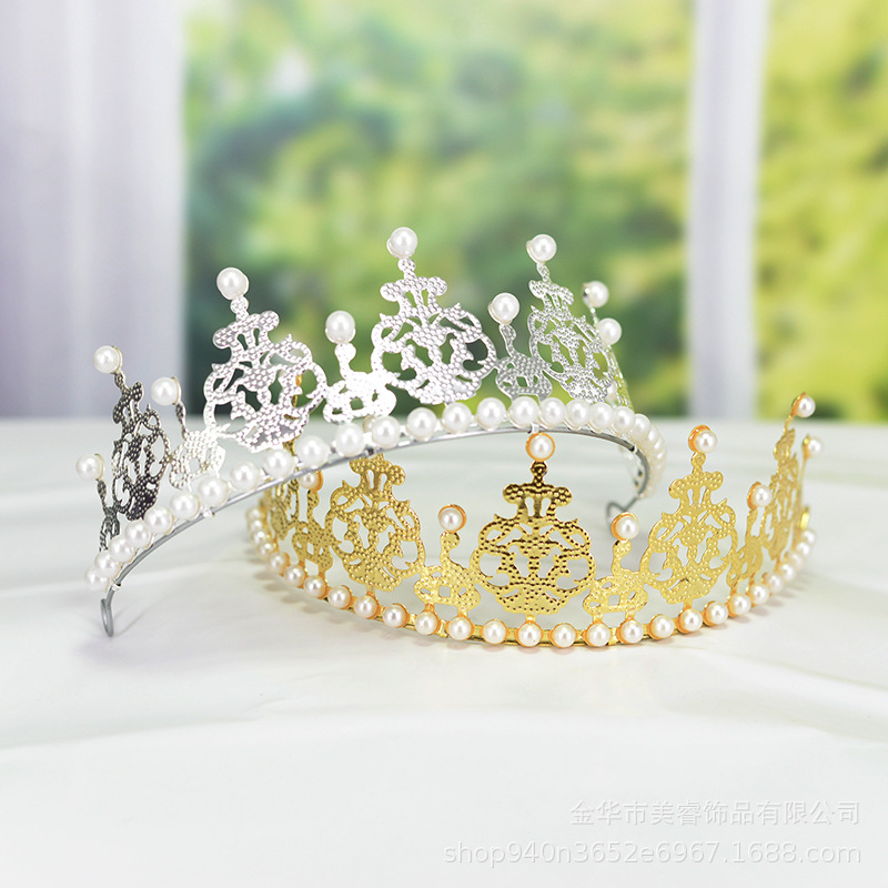 珍珠皇冠 生日蛋糕烘焙铁大小半圆皇冠摆件 节日鲜花装饰唯美王冠详情2
