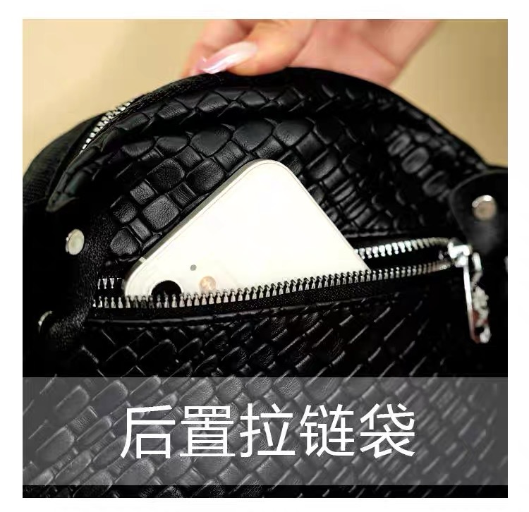 2023爆款时尚百搭轻奢女士单肩斜跨休闲简约黑色小包包贝壳包详情8