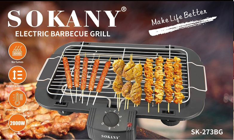 Cross-border bestseller SOKANY273BG European standard household smokeless electric barbecue grill, electric barbecue grill pic 12