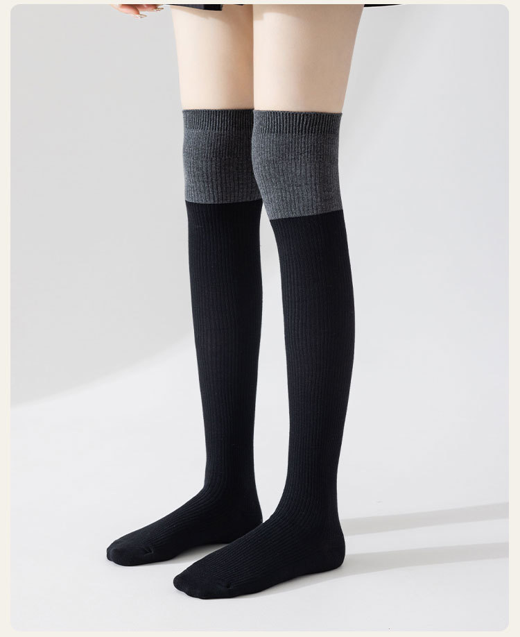 Calcetines stand one piece calcetines mujer primavera otoño invierno calcetines negro patchwork calcetines micro presión calcetines jk rodilleras calcetines one piece pic 16
