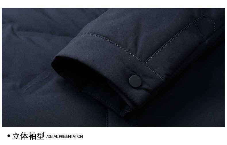登贝文白鸭绒羽绒服男外套修身轻薄商务休闲上衣简约翻领保暖衬衫详情26