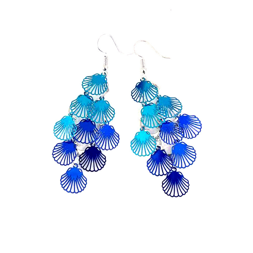 New arrivals: Popular European and American shell multi-color small nine-piece earrings and pendants, cross-border bestsellers, color-blocked tassel earrings pic 6