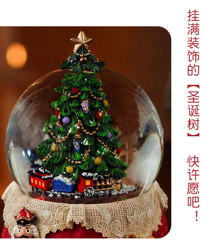 Snowflake Christmas tree, crystal ball, music box, festival decoration, creative home ornaments, resin craft, cross-border customization pic 8