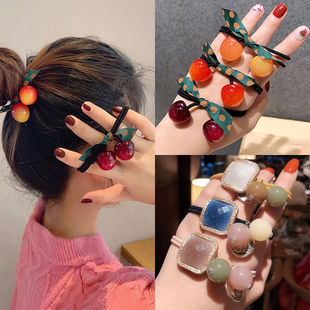 Korean version of ins alloy chain hair band, simple woven hair tie for women, high-elasticity colorful hair tie, small chanel-style hair accessory pic 10