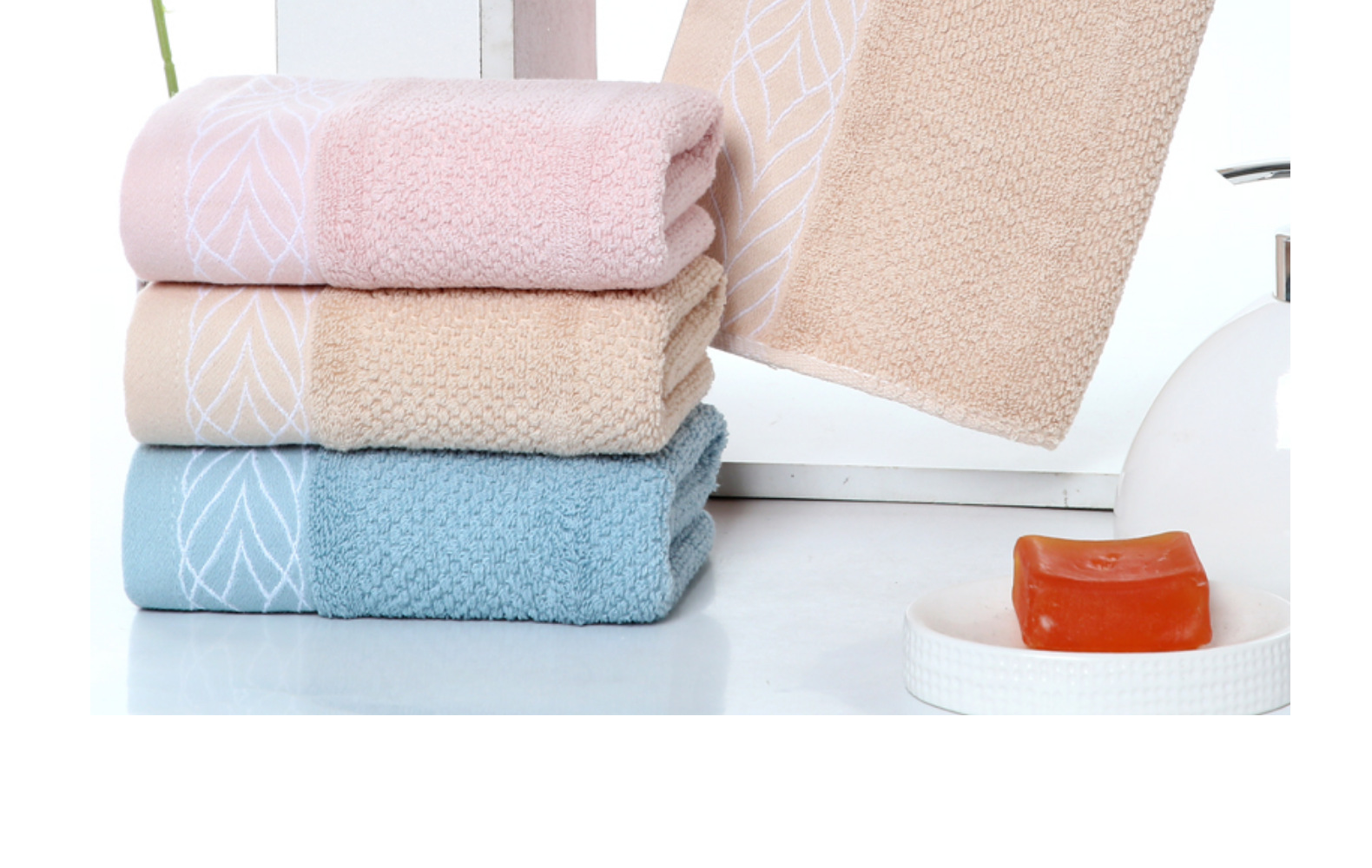Pure cotton thickened household adult towel, plain color, broken willow leaf soft absorbent face towel gift box wholesale pic 12