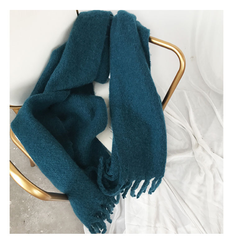 秋冬新款纯色仿羊绒围巾韩系粗辫毛绒感软糯保暖加厚流苏围巾披肩详情16