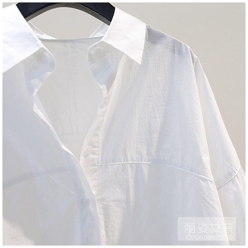 春夏秋新款新款韩版长袖小清新设计感拼接包边宽松文艺范衬衫女详情9