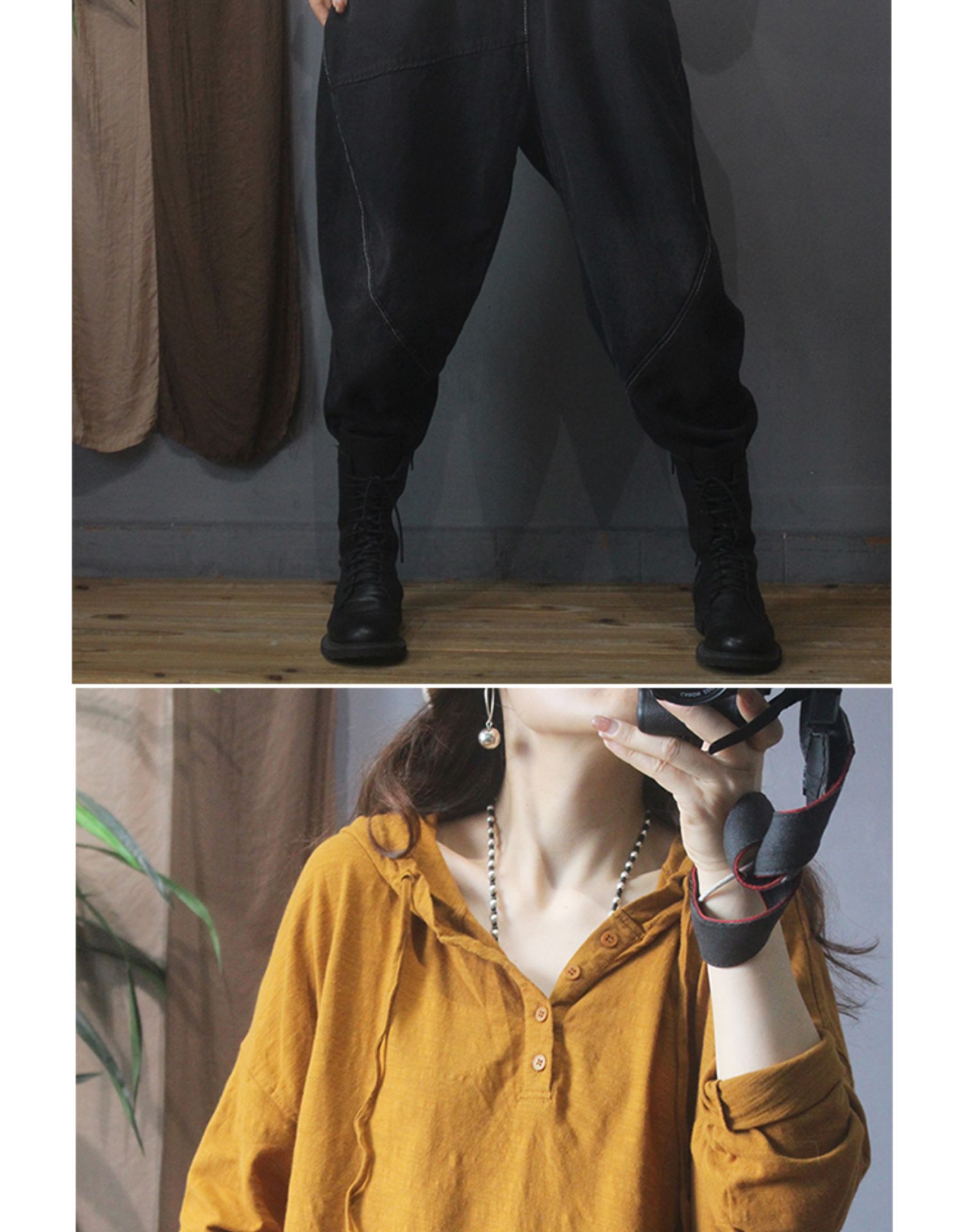 Nueva camiseta de manga larga con capucha mujer 2022 retro holgado commuter button legging pic 19