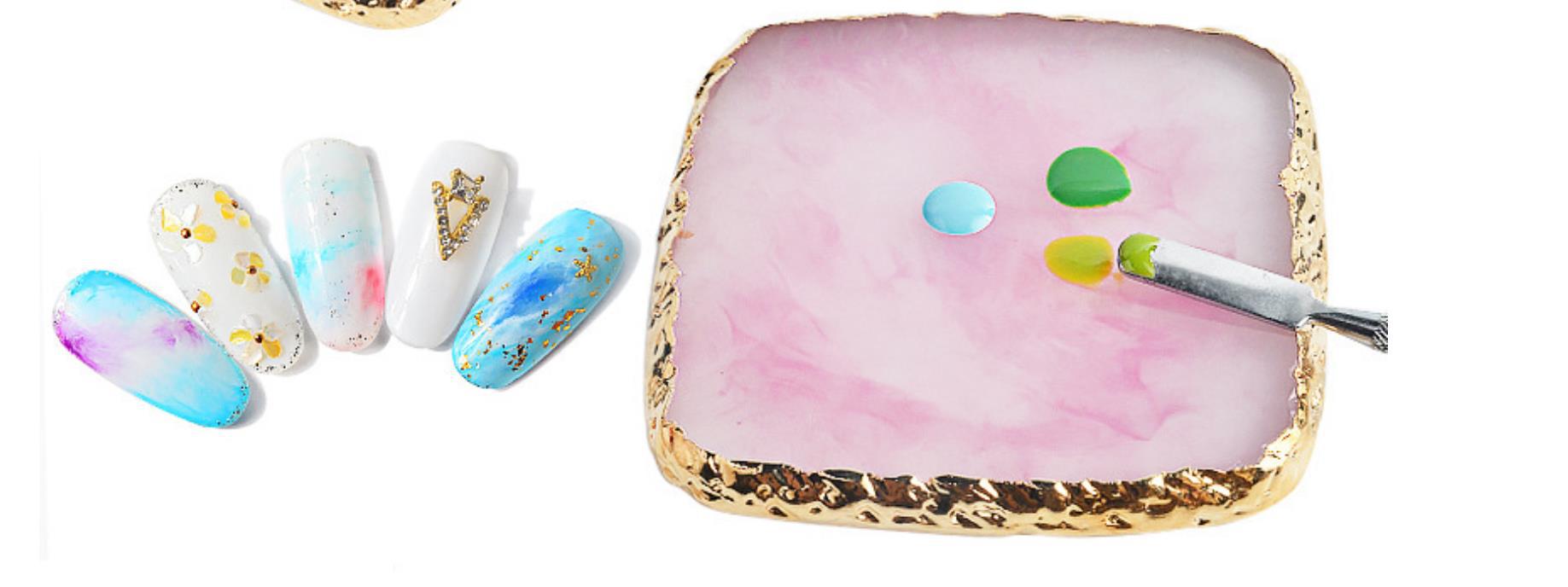 Popular foreign trade nail art golden-edge square color palette, resin agate plate, nail art painting color palette, nail plate display board pic 1